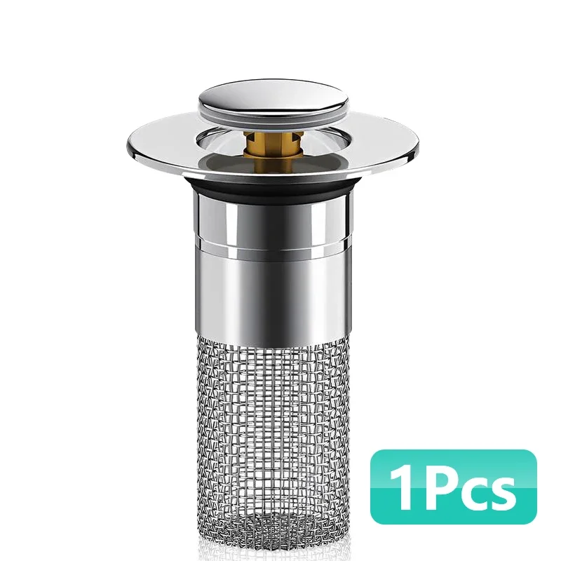 

3-in-1 Bathroom Sink Drain Strainer 2-Pack Hair Catcher Anti-Clog Fits 1-1.5 Inch