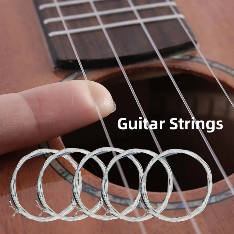 6pcs Classical Guitar Strings Set Plating Super Light Classic Guitar Clear Nylon Silver Strings Silver Plated Copper