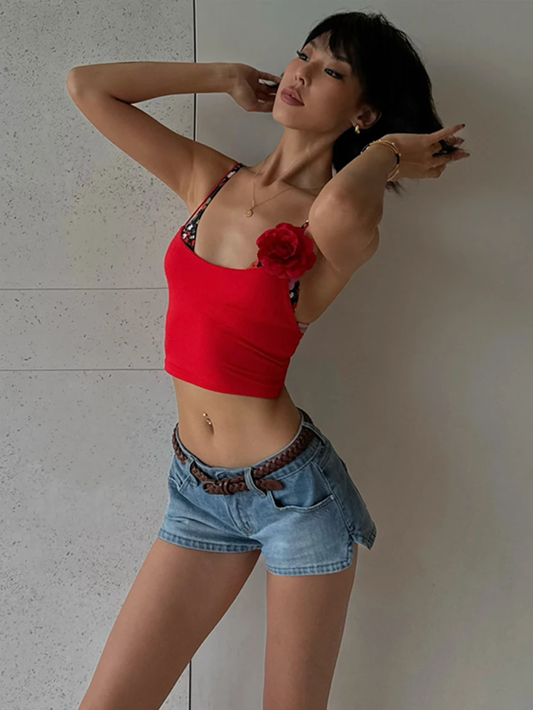 VanessaLab New Long Leg Summer Versatile Low Waist Loose American Denim Shorts For Women sexy