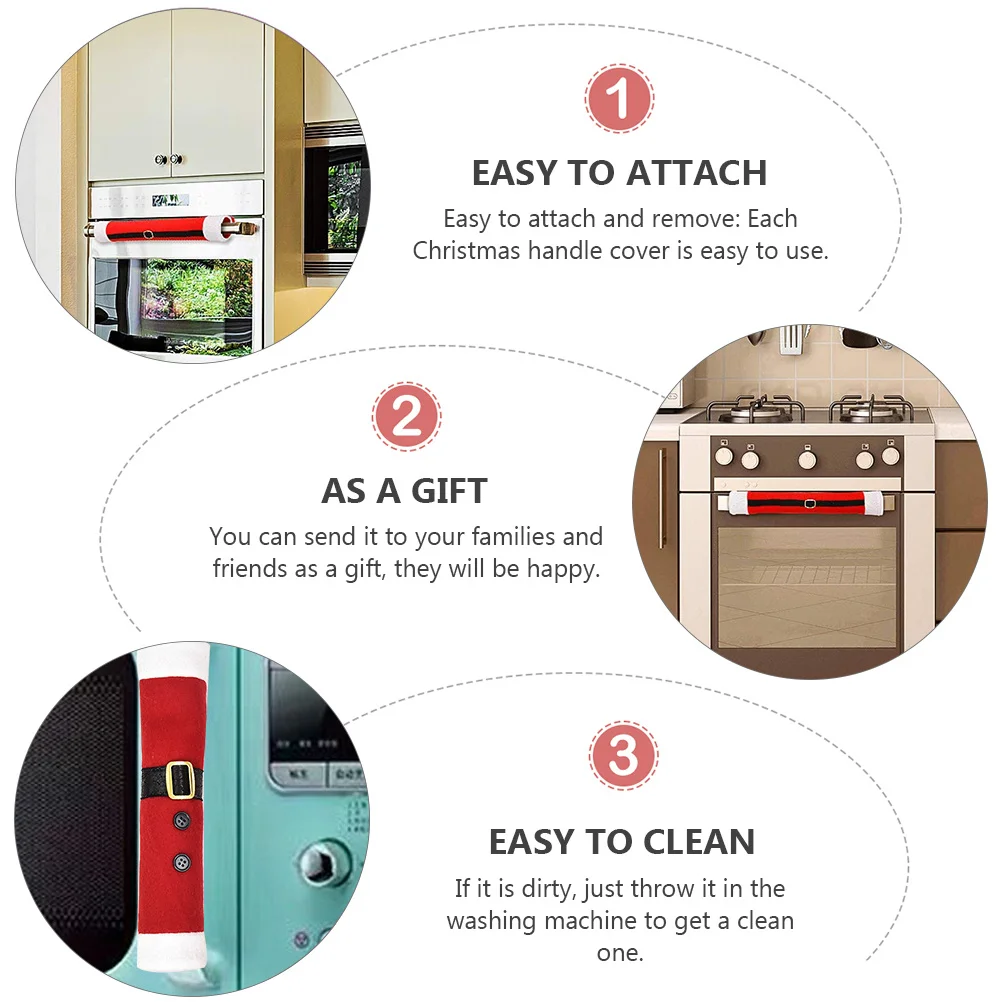6 قطع من أغطية مقبض الباب الكرتونية قفازات مقبض عيد الميلاد لأجهزة المطبخ والثلاجة وفرن الميكروويف وغسالة الأطباق المزخرفة #2