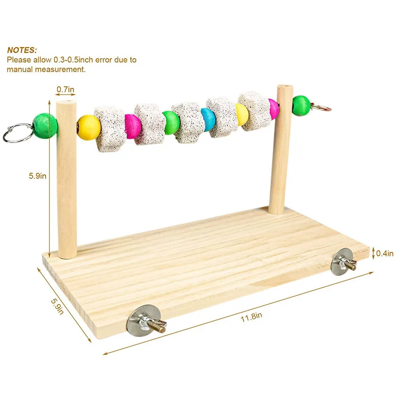 منصة خشبية الببغاء، ألعاب حامل جثم من الخشب الطبيعي، ألعاب مضغ الببغاء، كتل حافة الحمم البركانية-BAAQ