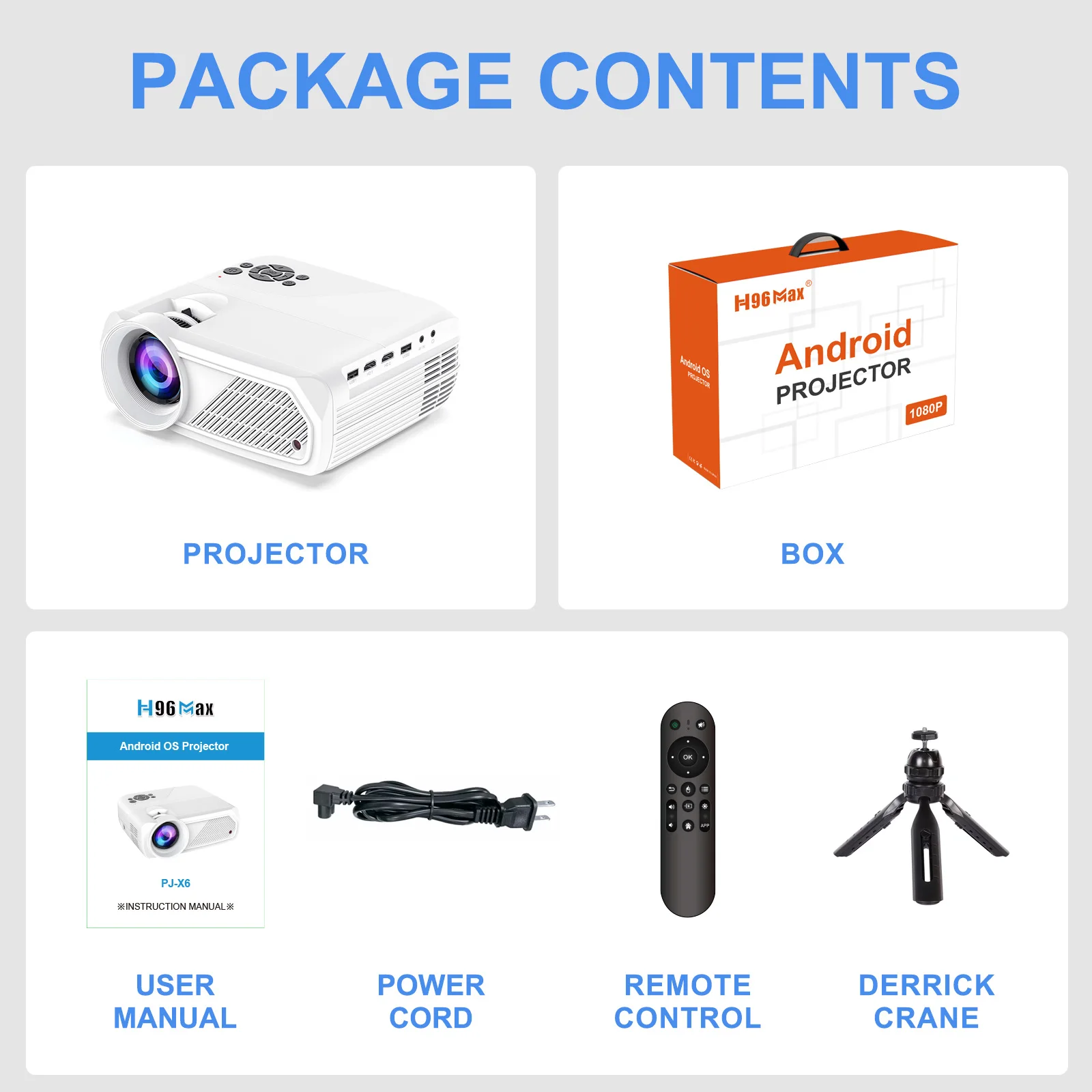 Proyektor H96 Max PJ-X6 Android 11 Baru Allwinner H713 FHD 1080P 280 ANSI Proyektor BT5.4 WIFI6 5G Proyektor Film Rumah WIFI Ganda