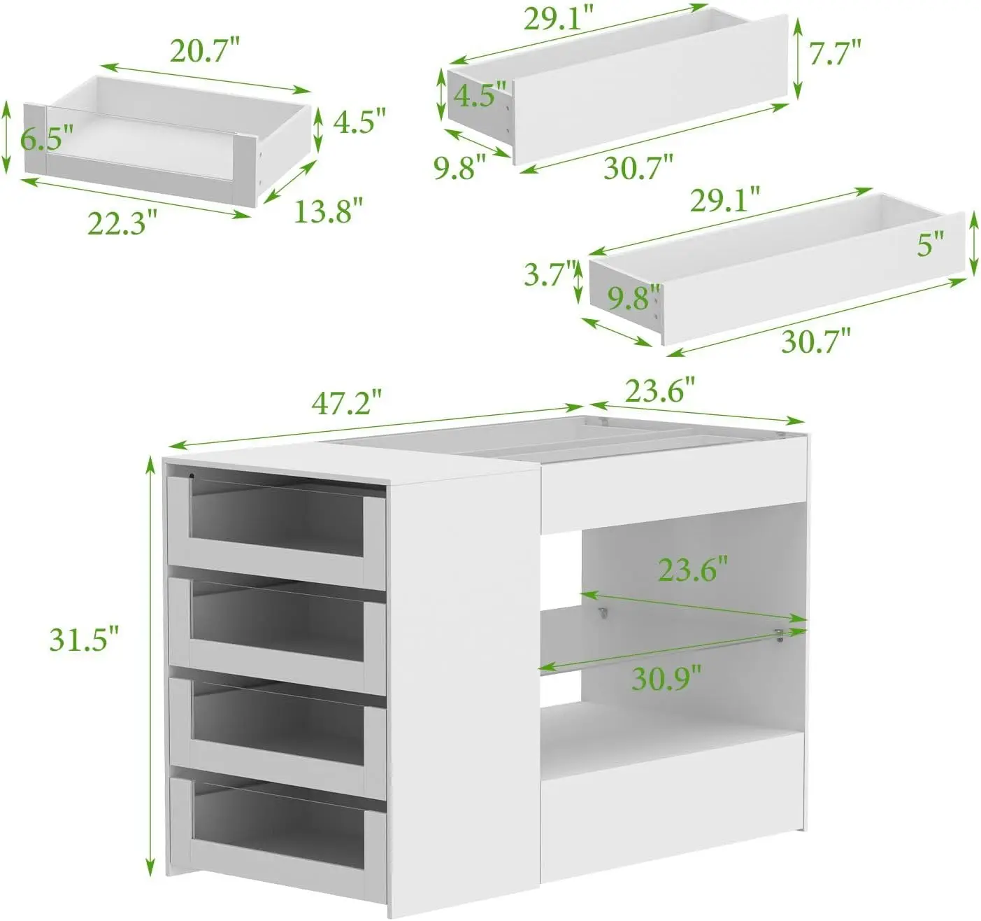 Moumon Makeup Vanity Storage Island With Drawers And Shelves, Wardrobe Closet Island With Glass Tabletop, For Dressing Room