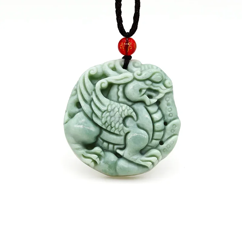 

Jade Pixiu Pendant Stone Amulets Amulet Necklace Chinese Accessories Green Fashion Natural Jewelry Carved Gemstone Charms