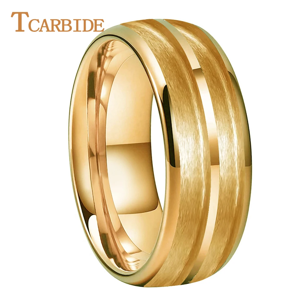 TCarbide 6/8mm Width Dome Tungsten Blanks, 2.5mm Inlay Groove Unfinished Tungsten Carbide Ring Blank for Jewelry Inlay Craft