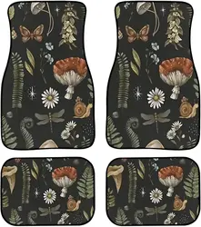 Mushroom Car Floor Mats Full Set Women Men Auto Decoration Protector Non Slip Universal 4 Pieces