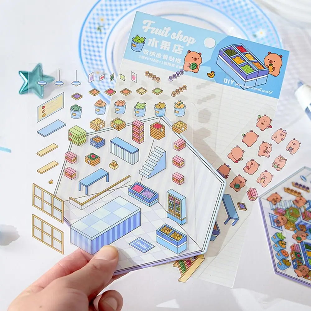 New Capybara Miniature Scene 3D Stickers DIY 3D Landscaping Stickers Visual Stacking Sticker