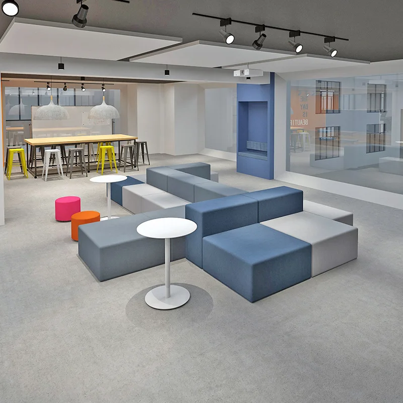 Bank hotel lobby lounge area waiting training institution modern minimalist creative office square sofa combination