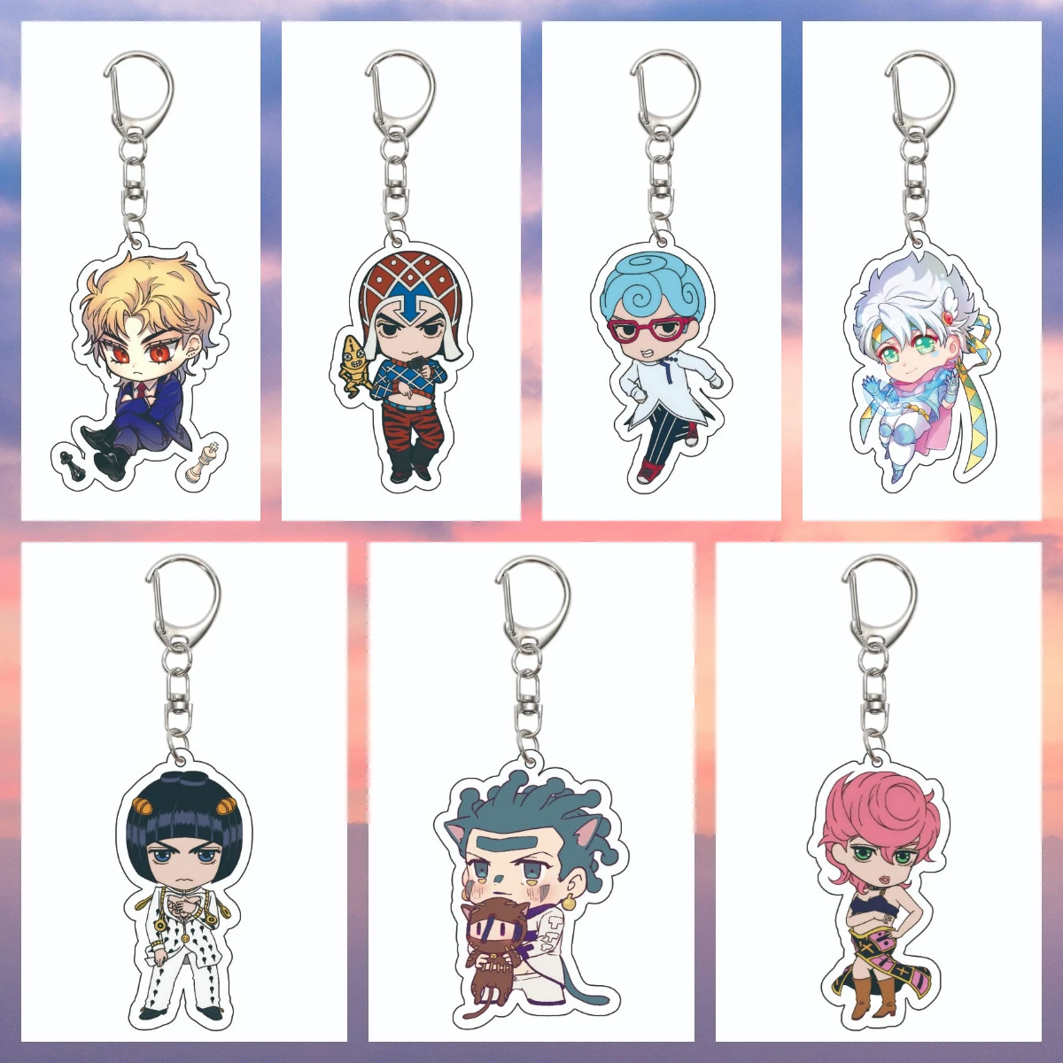 Anime JoJo's Bizarre Adventure Keychain Jonathan Joestar/Dio Brando Key Chain Acrylic Model Plate Christmas Halloween Gifts