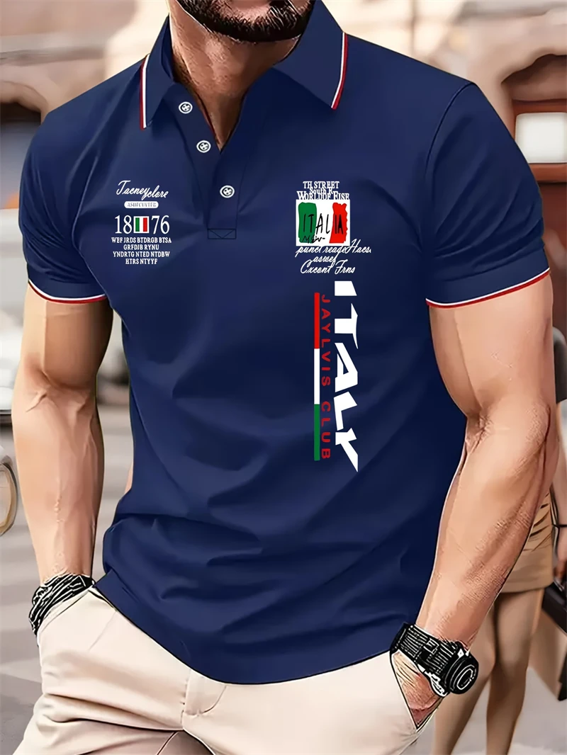 Trendy Italia Flag Graphic Polo Shirts For Men Summer Fashion Pure Color Short Sleeve 3D Printed Polo Shirt Loose Streetwear Top