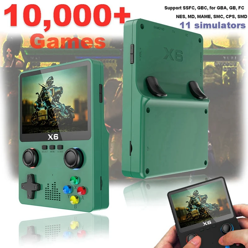 Imagem -05 - Portátil x6 Handheld Game Player Console de Videogame 10000 Mais Jogos 3.5 Polegada Tela Ips 11 Simuladores Dual Player Gba