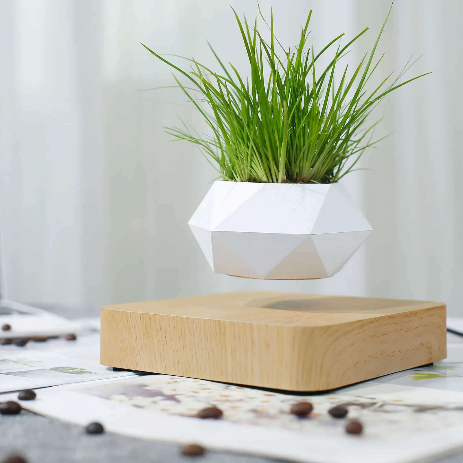 

HCNT Magnetic Floating Plant Pot Levitating Bonsai Home Plants Stand Artificial Flowers Home Decor Garden Supplier