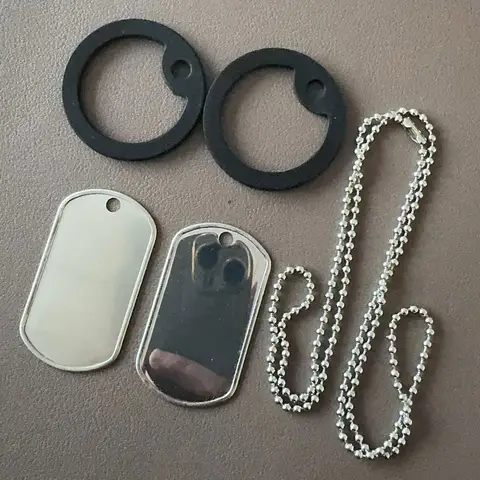 100 Sets Wholesale Stainless Steel Curling Edge Rolled Army Dog Tags Name For Punching Machines Military Nameplate Blank Pendant