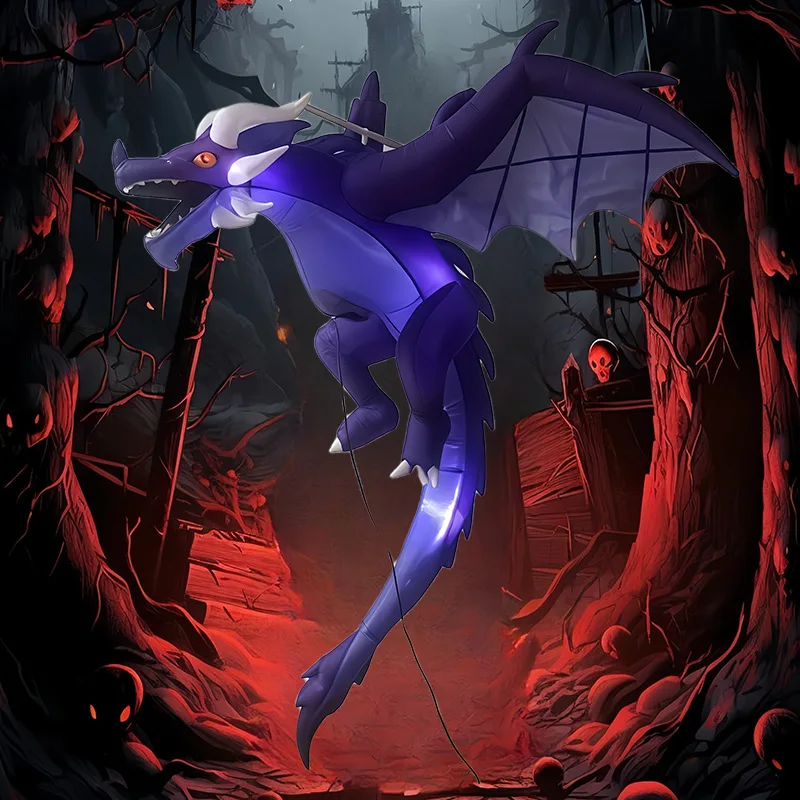 

1.9m Inflatable Halloween T-Rex LED Lighted Hanging Knight Dragon American Style Garden Decorations Ornaments