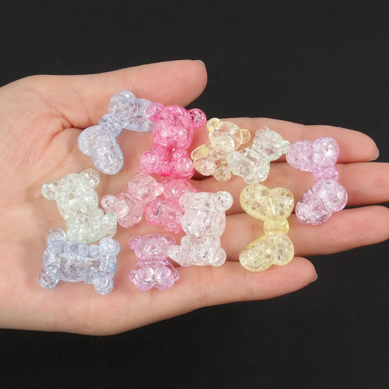 8-16mm AB Color Acrylic Cracked Bead Butterfly Bear Loose Handmade Charms Jewelry Make DIY Bracelet Necklace Accessory Wholesale