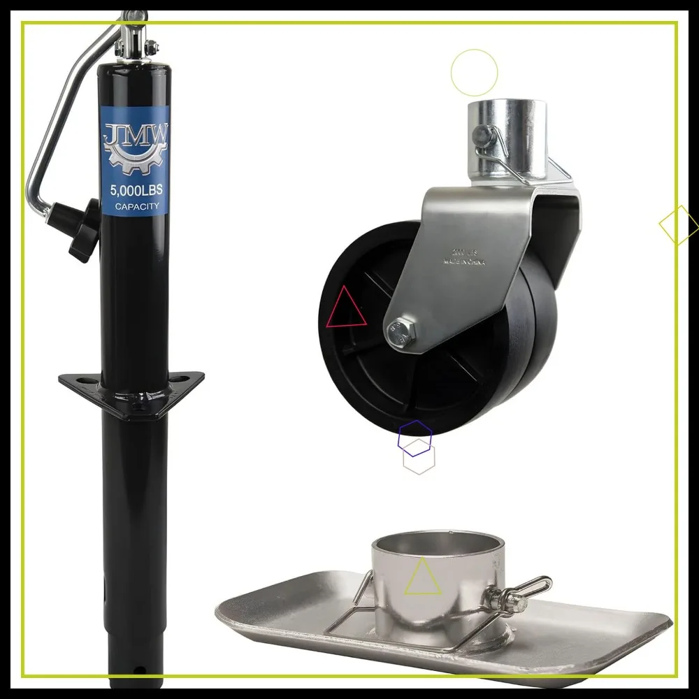 

A-Frame Trailer Jack 5000 lbs Heavy Duty with Galvanized Foot Plate & 6" Dual Caster Wheel for RV Boat Camper