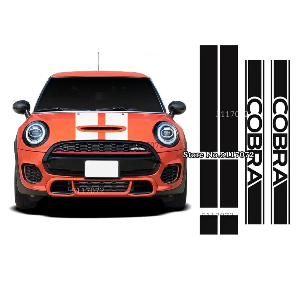 Capô do carro capô telhado traseiro tronco saia lateral adesivo listras de corrida corpo decalque para mini cooper cobra r50 r53 r56 f56 acessórios