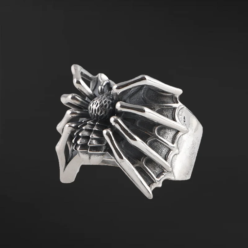Vintage Insect Spider Ring Punk Style Fierce Men'S Adjustable Rings Marquise Arcane Accessories Кольцо Cepeбрo Шиpoкoe