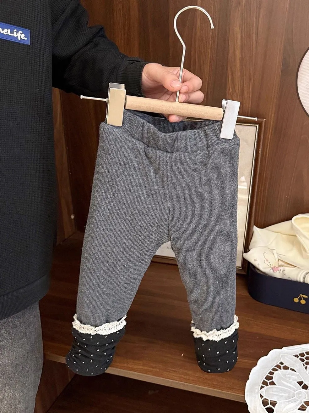 

Thi Silk Cotton Trousers for Baby Girls Winter Outerwear Extra Thi Velvet Base Layer Pants Children's Clothing