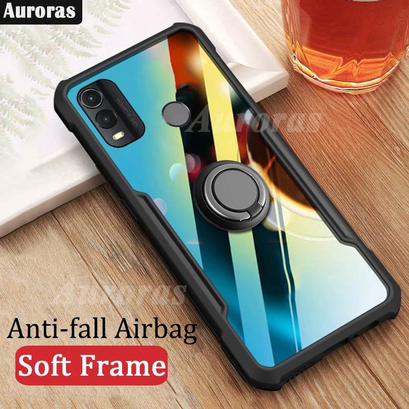 Auroras For Nokia G11 Plus Case With Finger Ring Clear Airbag Frame Soft Shockproof Shell For Nokia G11 Plus Back Cover