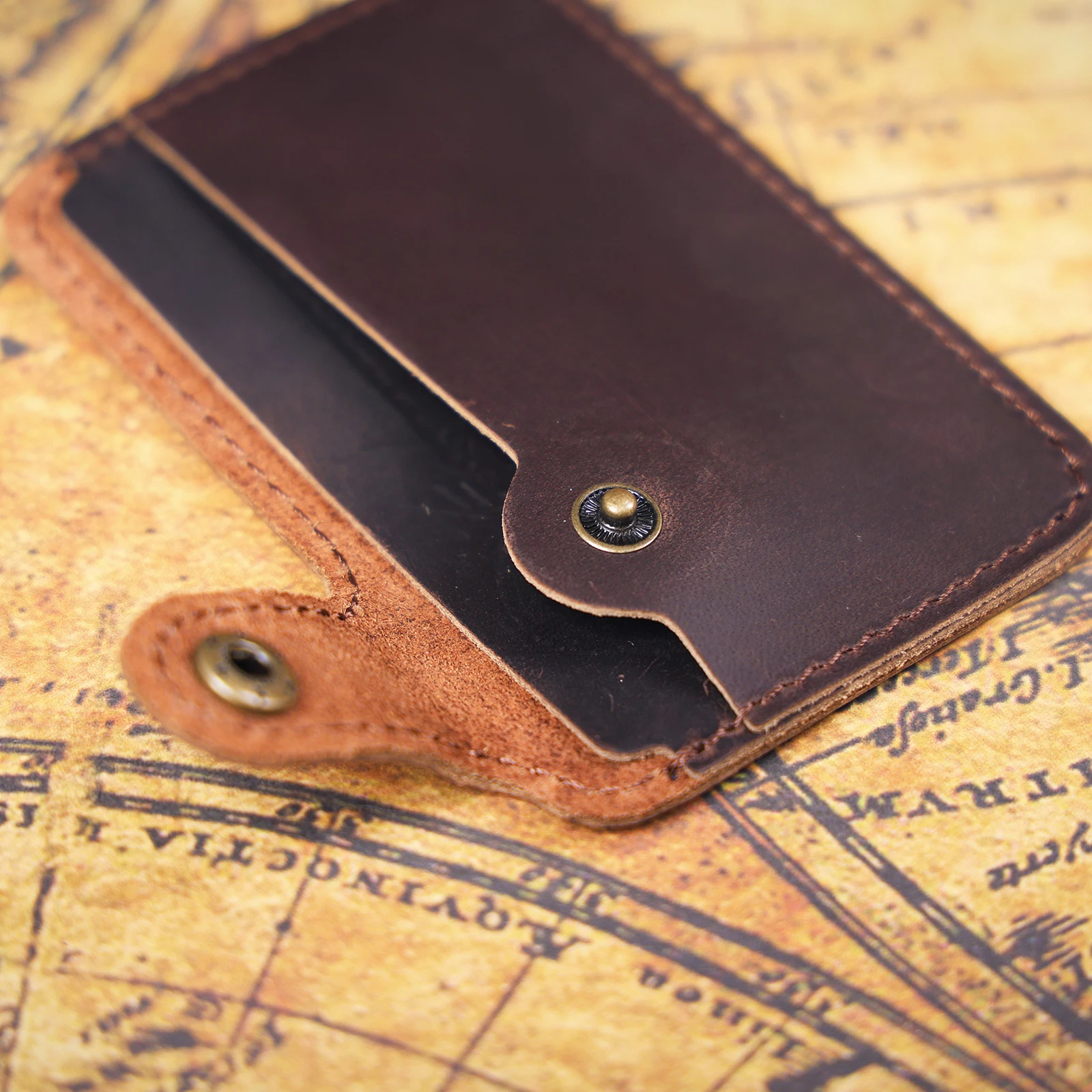 S.WORKER Vintage-Kartenetui aus Vollnarbenleder, Mini-Geldbörse, Retro-Taschenbrieftasche, kleine Tasche für den Alltag – Detail 6