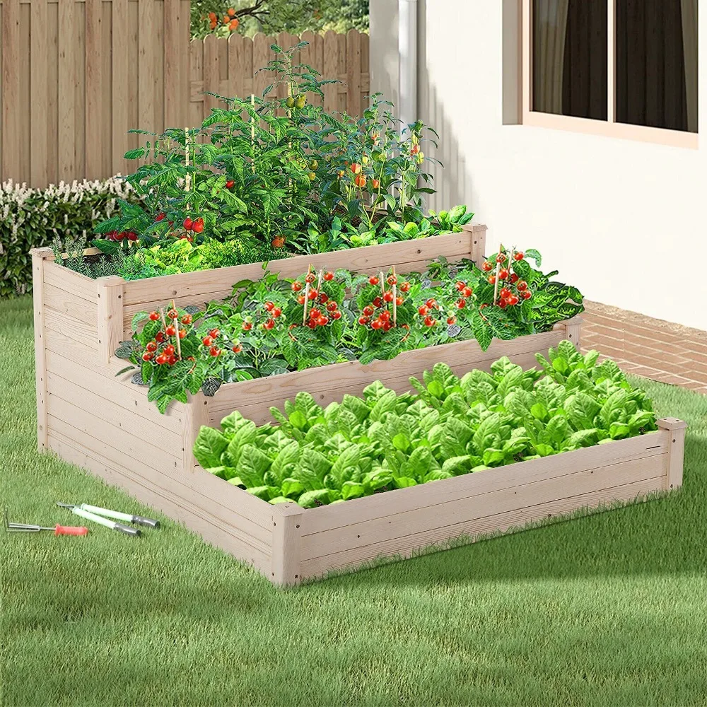 

3-Tier Raised Garden Bed Planter Elevated Box Kit Vegetable Flower Herbs Yard