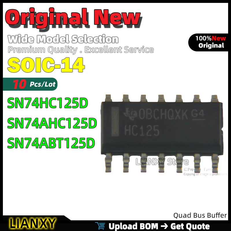 

10pcs SOIC-14 SN74HC125D SN74AHC125D SN74ABT125D Quad Bus Buffer New Original