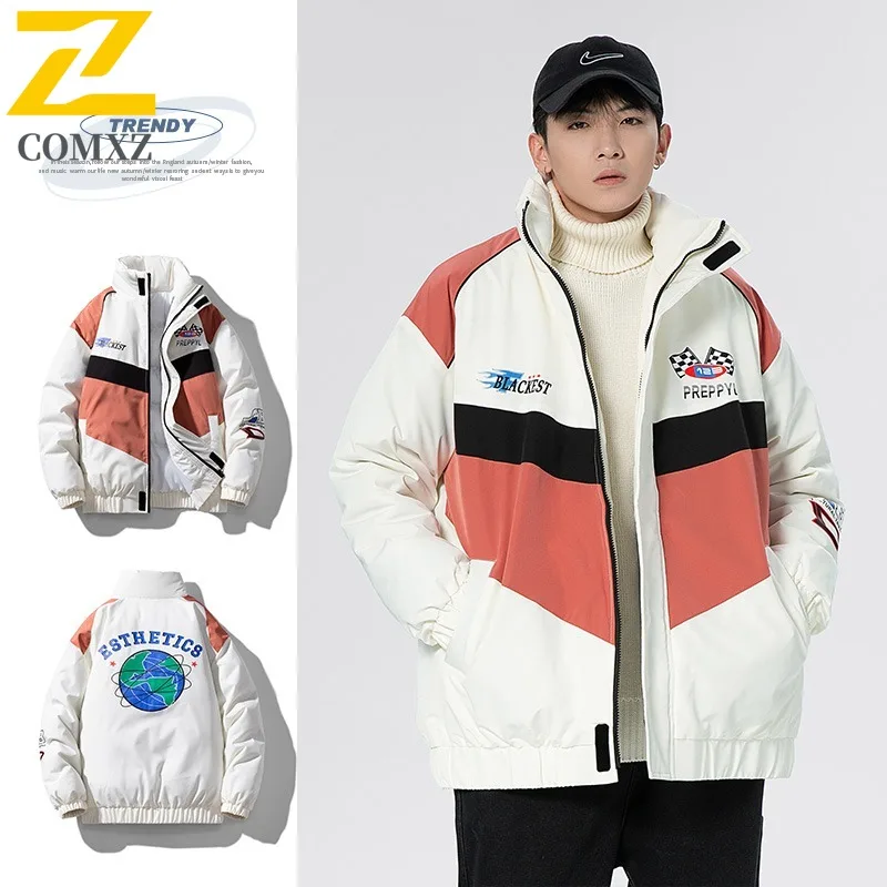 

Men's Vintage Puffer Jacket Waterproof Windproof Down Alternative Coat American Style Motorcycle Outerwear Fit Outdoor Sports