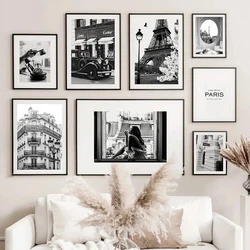 Fashionable Black and White Posters In Paris Retro Architecture Eiffel Tower Canvas Prints Nordic Living Room Decoration