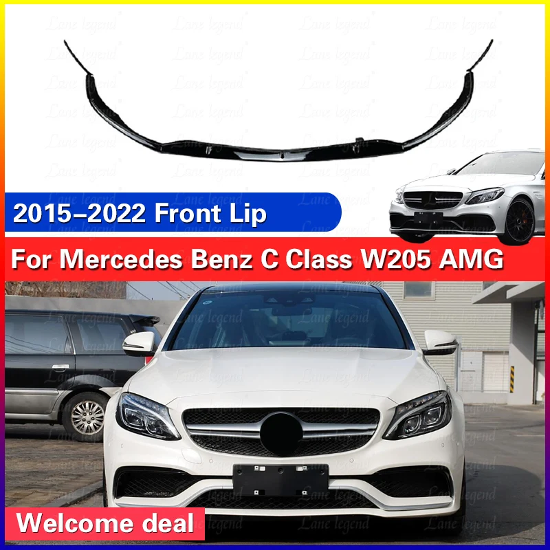 Car Front Bumper Lip Diffuser Spoiler Splitters Body Kit Cover For Mercedes Benz C Class W205 C205 S205 C63 AMG 2015-2022