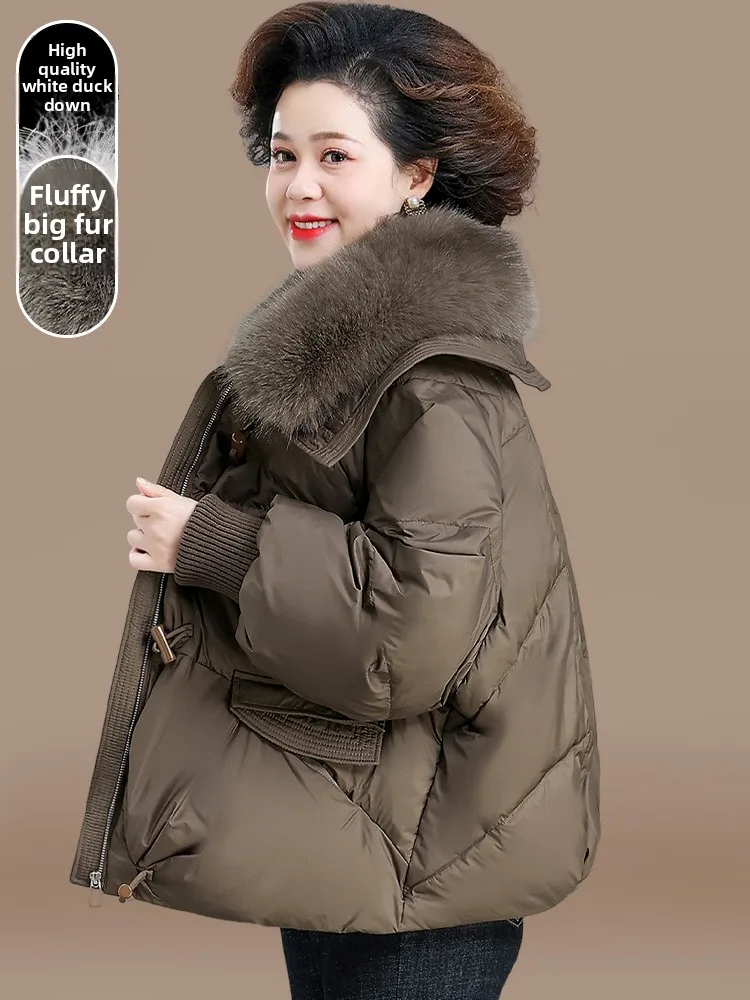 

Sli Du down Jaet for Middle-Aged And ly Mothers Winter Outerwear Faionable Cotton Clothes Brand Faux Fur Coat
