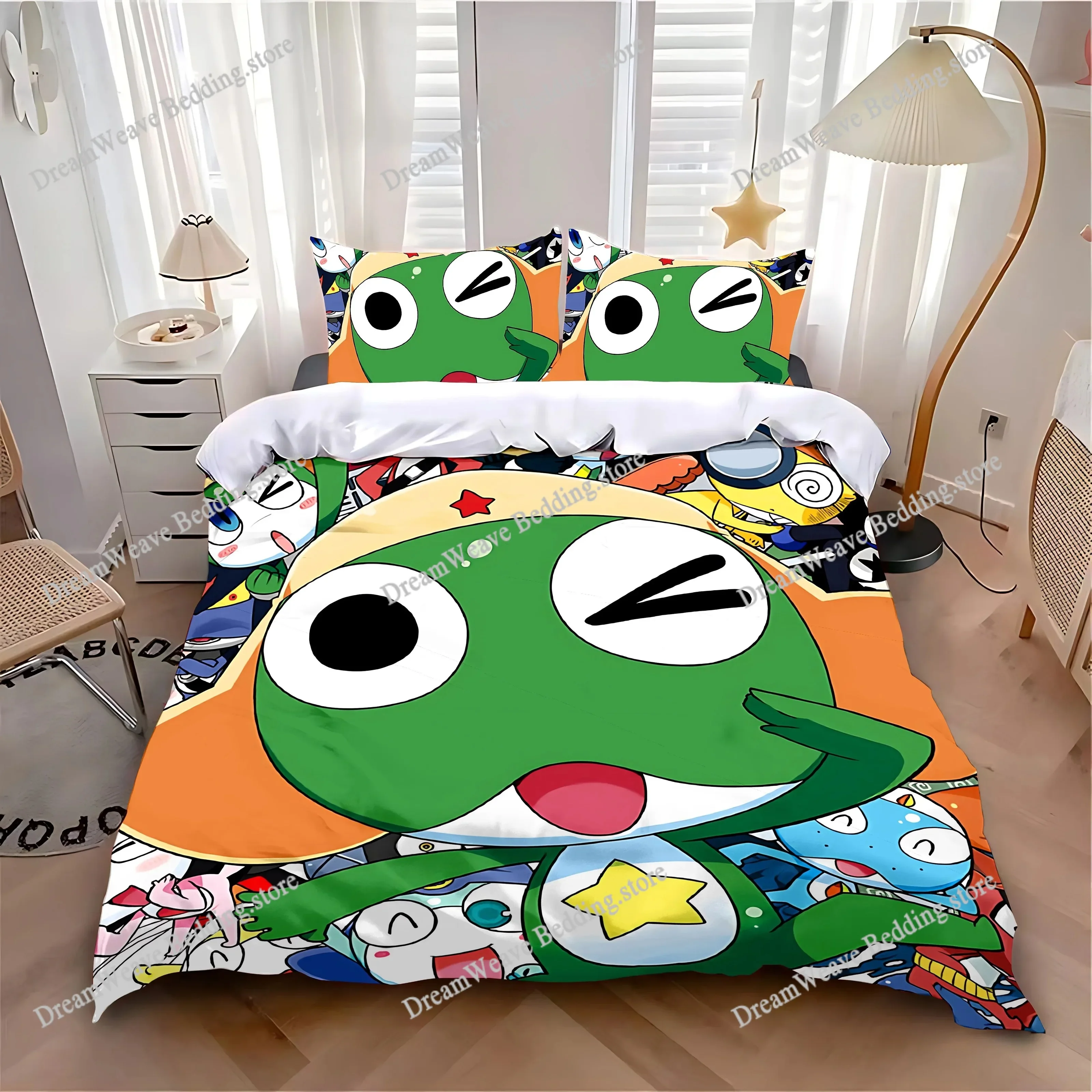 

Home Textile Cartoons Hot Sergeant Frog Cover Duvet Cover Pillow Case Boy Girl Polyester Bedding Set King Queen Twin Size963