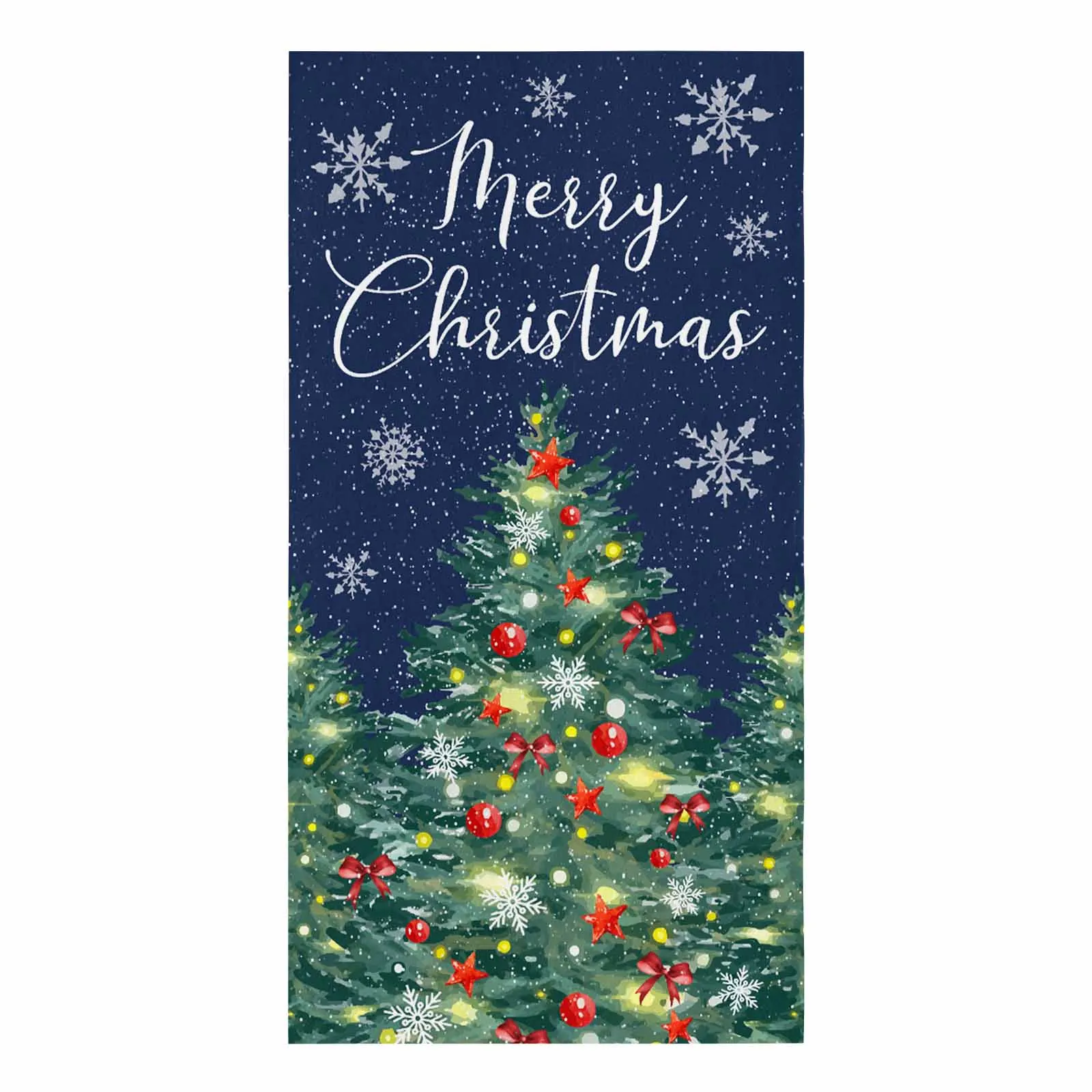 Christmas Tree Text Snowflake Lantern  Microfiber Towel Absorbent Kitchen Cleaning Cloth Dish Towel Household Cleaning Towel