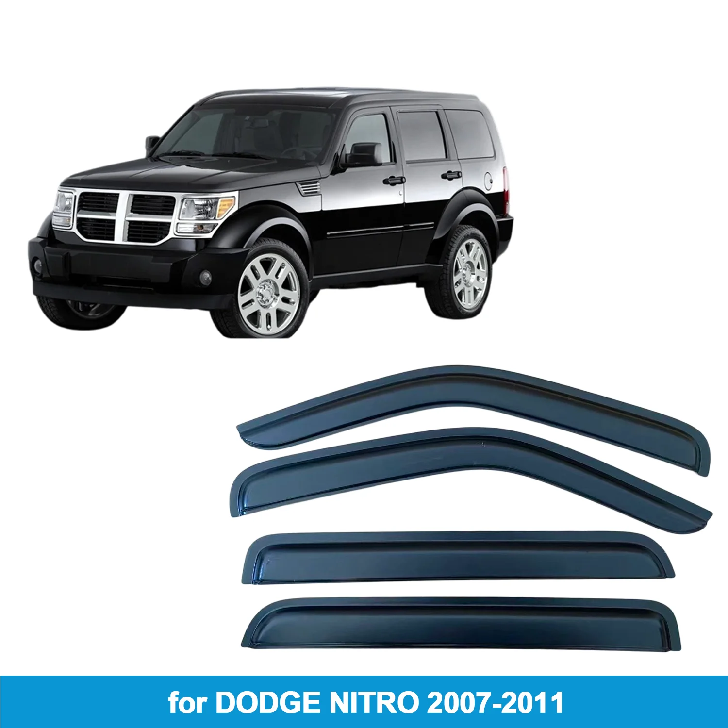 

Window Visor for DODGE NITRO 2007-2011 Rain Guard Side Vent Deflector Weathershield Outside-Mount Tape On