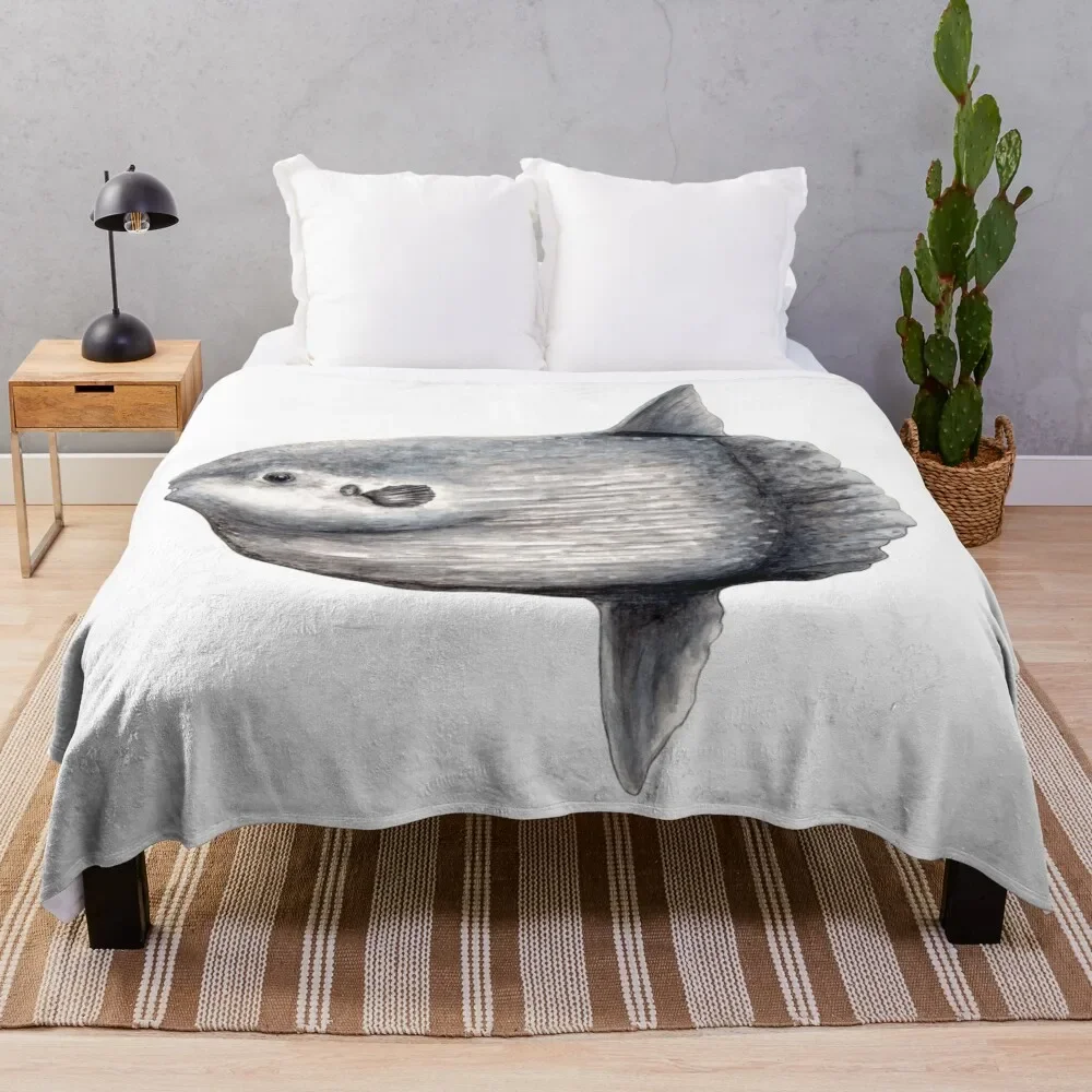 

Ocean sunfish (Mola mola) Throw Blanket Wrinkle Resistant Lightweight Blanket