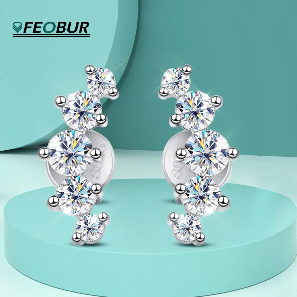 

Moissanite Crawler Stud Earring for Women Lab Diamond 18K Gold Plated 925 Sterling Silver Earrings Hypoallergenic Jewelry Gifts