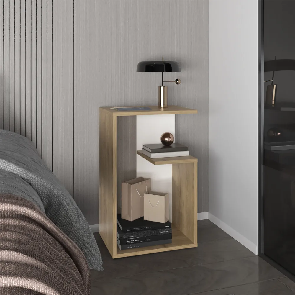 Side Table 25" H 1 Shelf Durable Engineered Wood Construction Ensures Long-lasting Stability and Performance