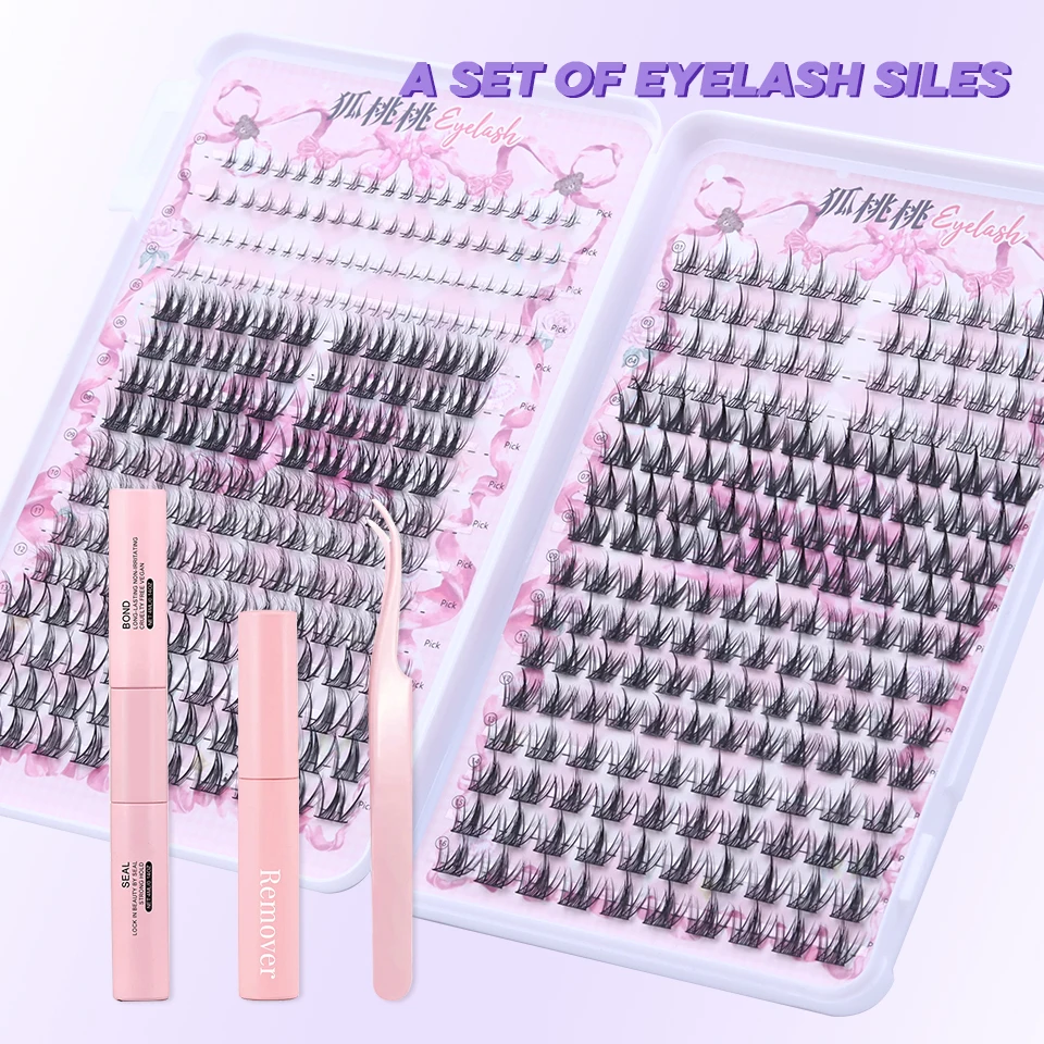 DIY Wimperverlenging Mix Stijlen Clusters Individueel met Bond & Seal Remover Pincet Wimperborstel voor zelftoepassende make-up