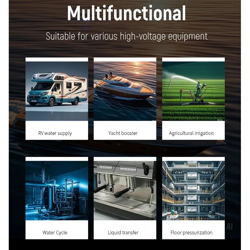 Electric Mini RV Diaphragm Pump Self-priming High Pressure Water Pump for Small Boat 12V 24V DC Automatic Electric Booster Pump