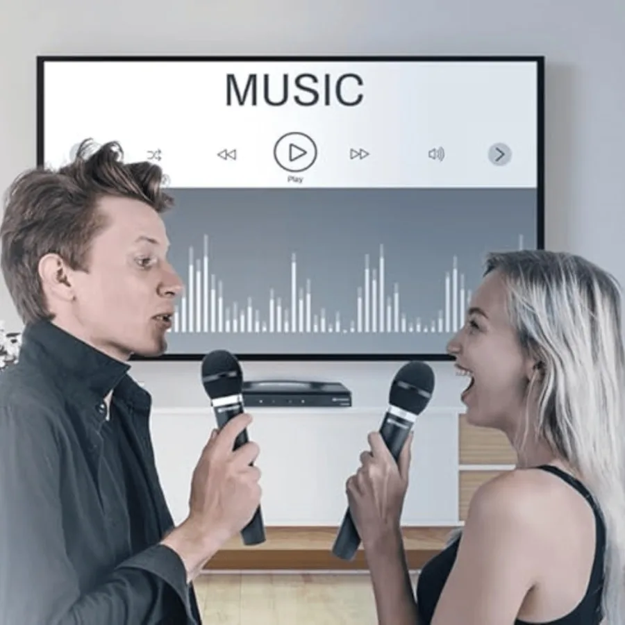 Kit de micrófono dual profesional Emerson con transmisor inalámbrico