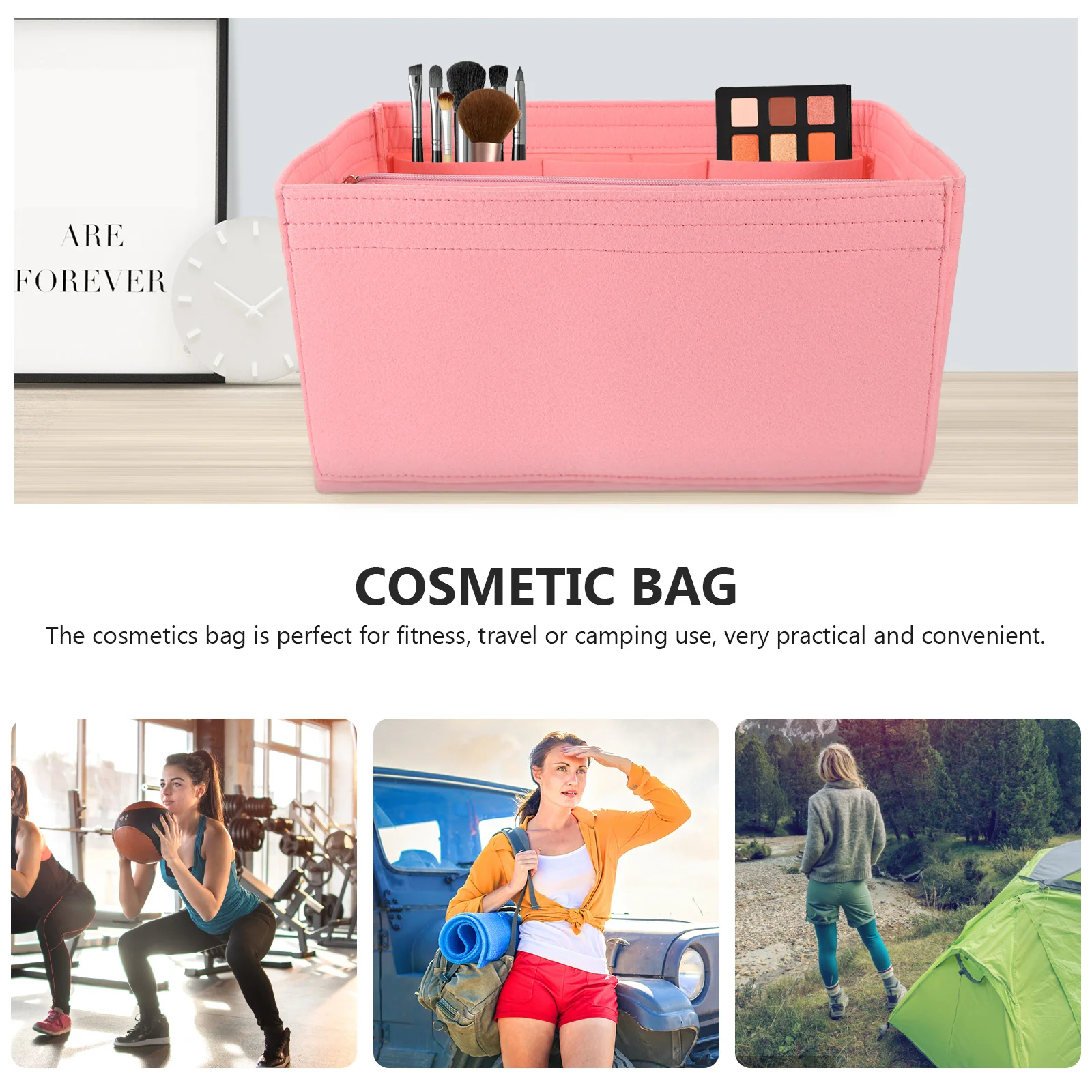 

Felt Lightweight Case Compact Storage Travel Toiletry Makeup Pouch Large Capacity ganized Case Box