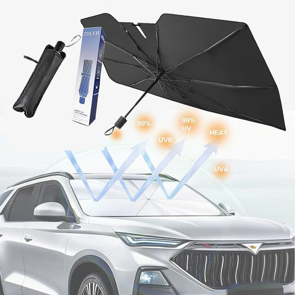 

Car Windshield Sun Shade Umbrella, Protect Car from Sun Rays & Heat Damage, UV Ray Reflector, Protect Interior & Keep Cool,Conv