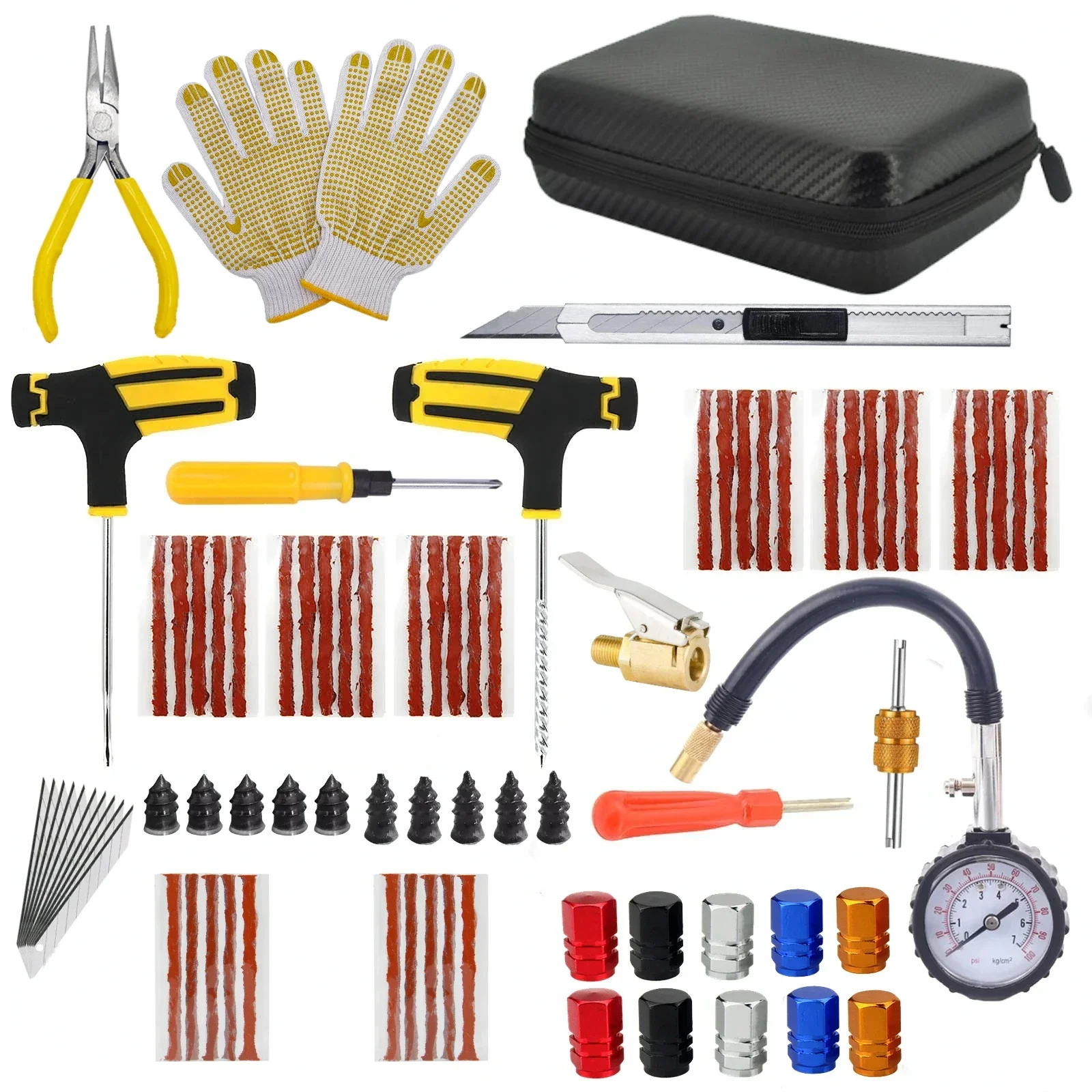 New Car Tire Repair Kit Puncture Plug Tools Tyre Puncture Emergency for Universal Tire Strips Stiring Glue Repair Tool Kit