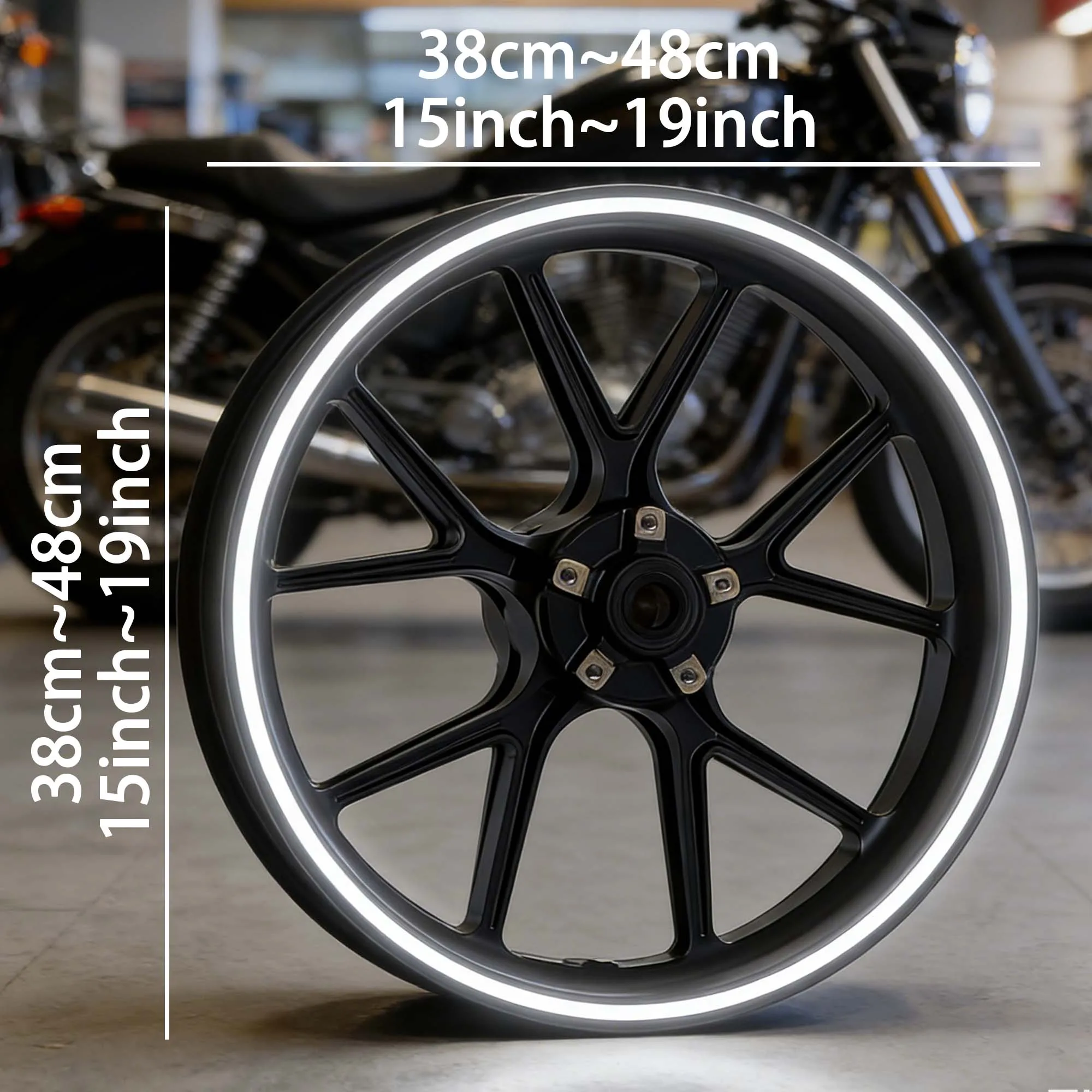 15PCS/1Set Night Reflective Stripe Motorcycle Wheel Stickers Waterproof Durable for 15-19inch Rims Modified Car Vinyl Decals
