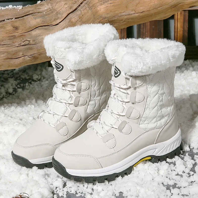 

2025 new winter snow boots women outdoor travel waterproof non-slip thick warm high top new cotton shoes mid-calf boots fashion