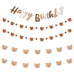 Guirnalda de oso de peluche para niños, globos de papel de aluminio, pancarta de feliz cumpleaños, suministros de decoración de fiesta de cumpleaños con tema de 1er oso