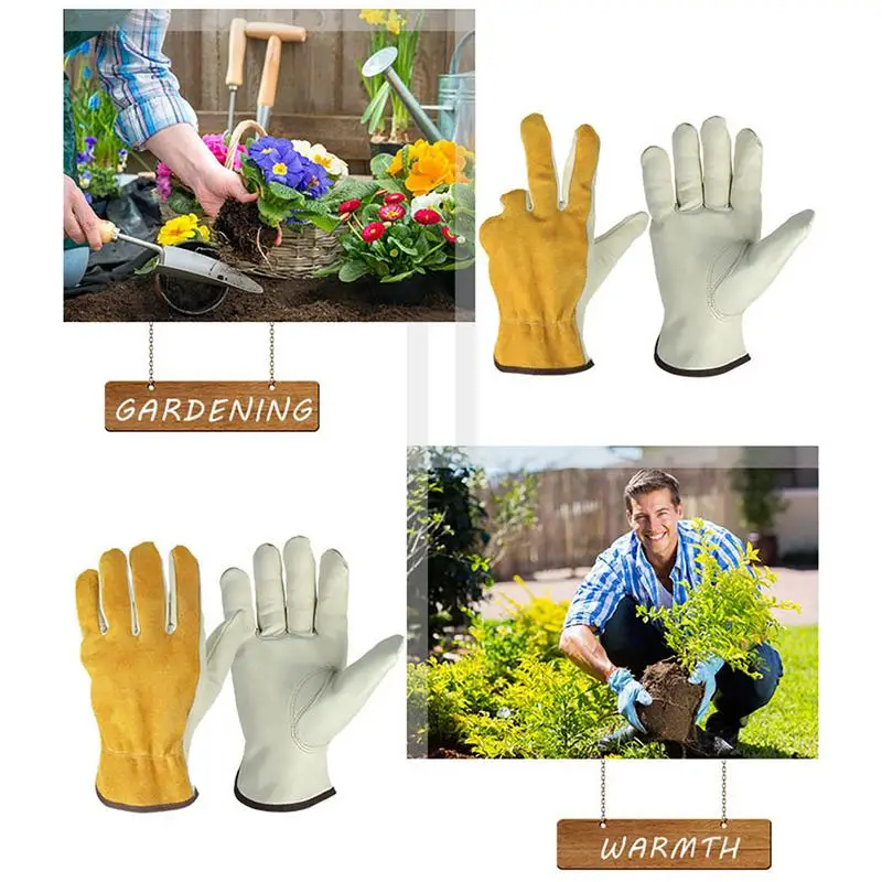 Work Gloves Cowhide Leather Men Working Welding Gloves Safety Protective Garden Sports MOTO Wear-resisting Gloves