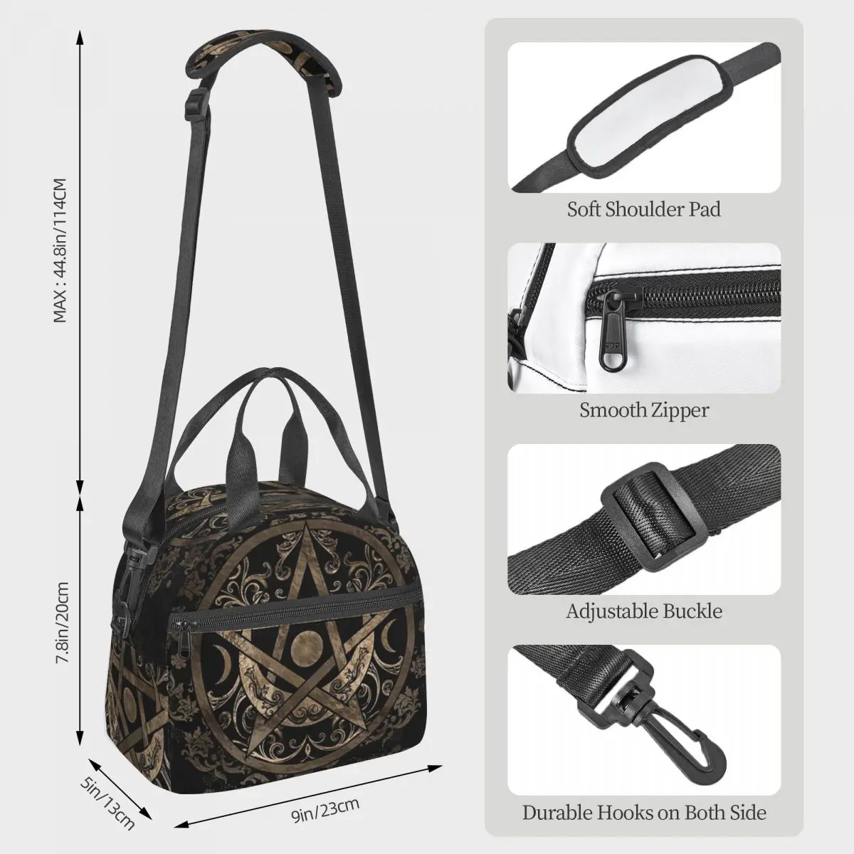 Occult Satanic Pentagram Lunch Bags Insulated Bento Box Lunch Tote Leakproof Picnic Bags Thermal Bag for Woman Student Work