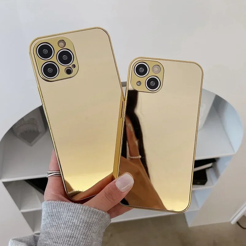 For iPhone 13 14 16 Pro Max Luxury Electroplate Bling Mirror Camera Protection Cover for iPhone 12 11 15 16 Pro Xs Max X Xr 7 8