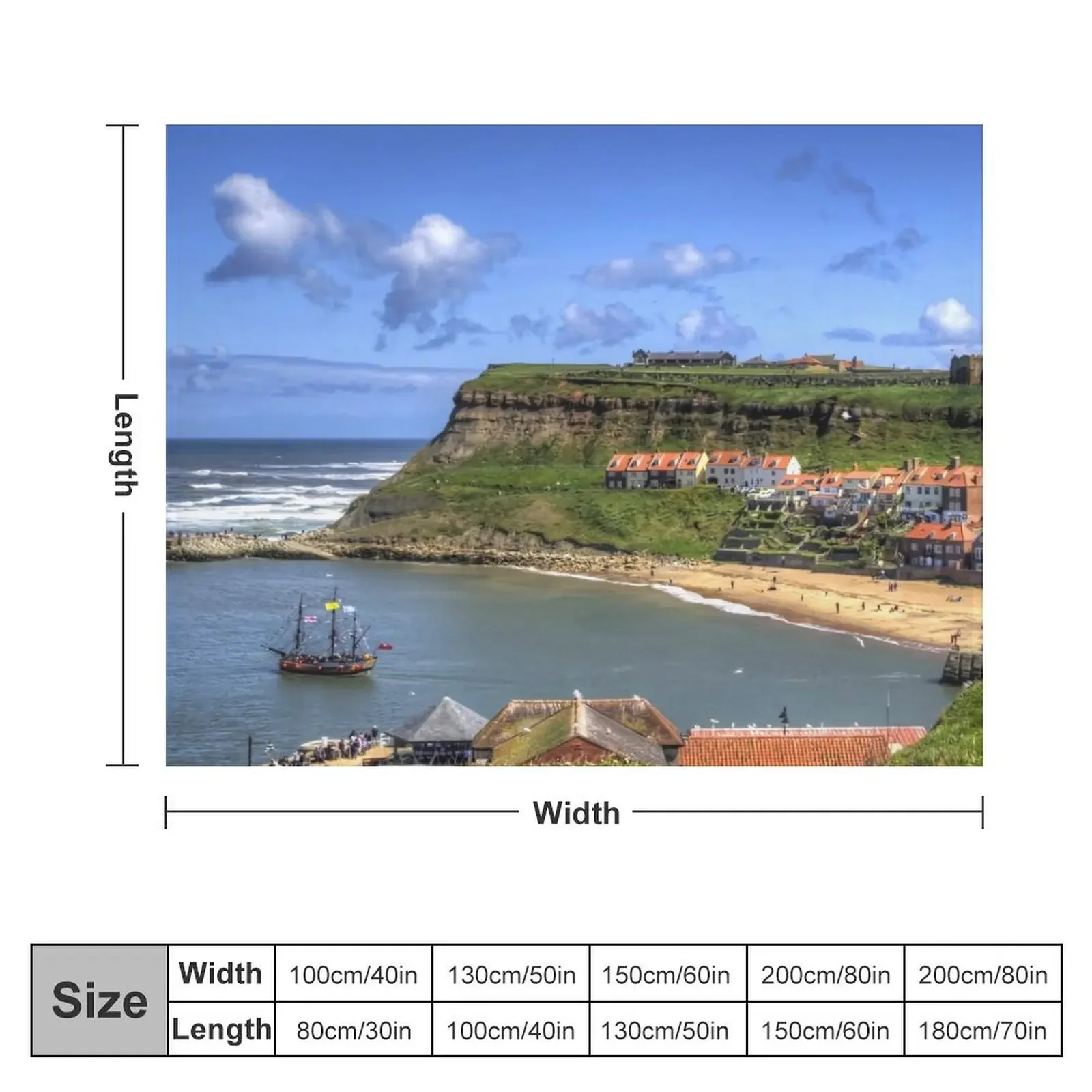 The Endeavour in Whitby Harbour Throw Blanket valentine gift ideas Decoratives Blankets